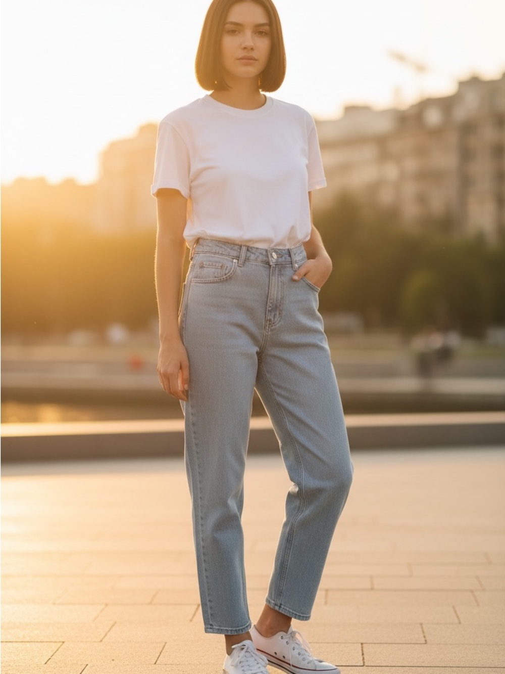 ETTELO Classic High-Waist Light Blue Women's Jeans